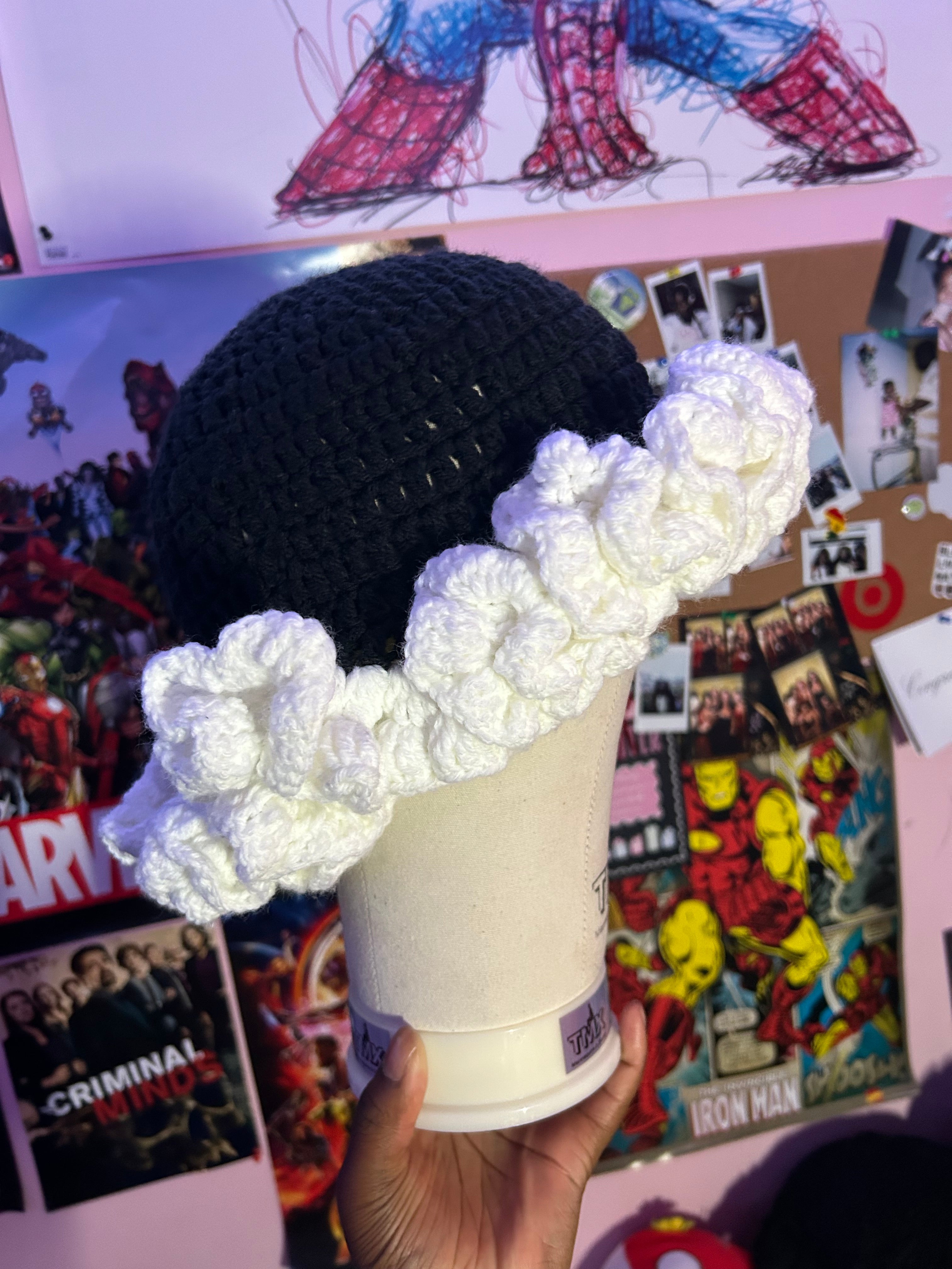 Black and White Ruffle Hat