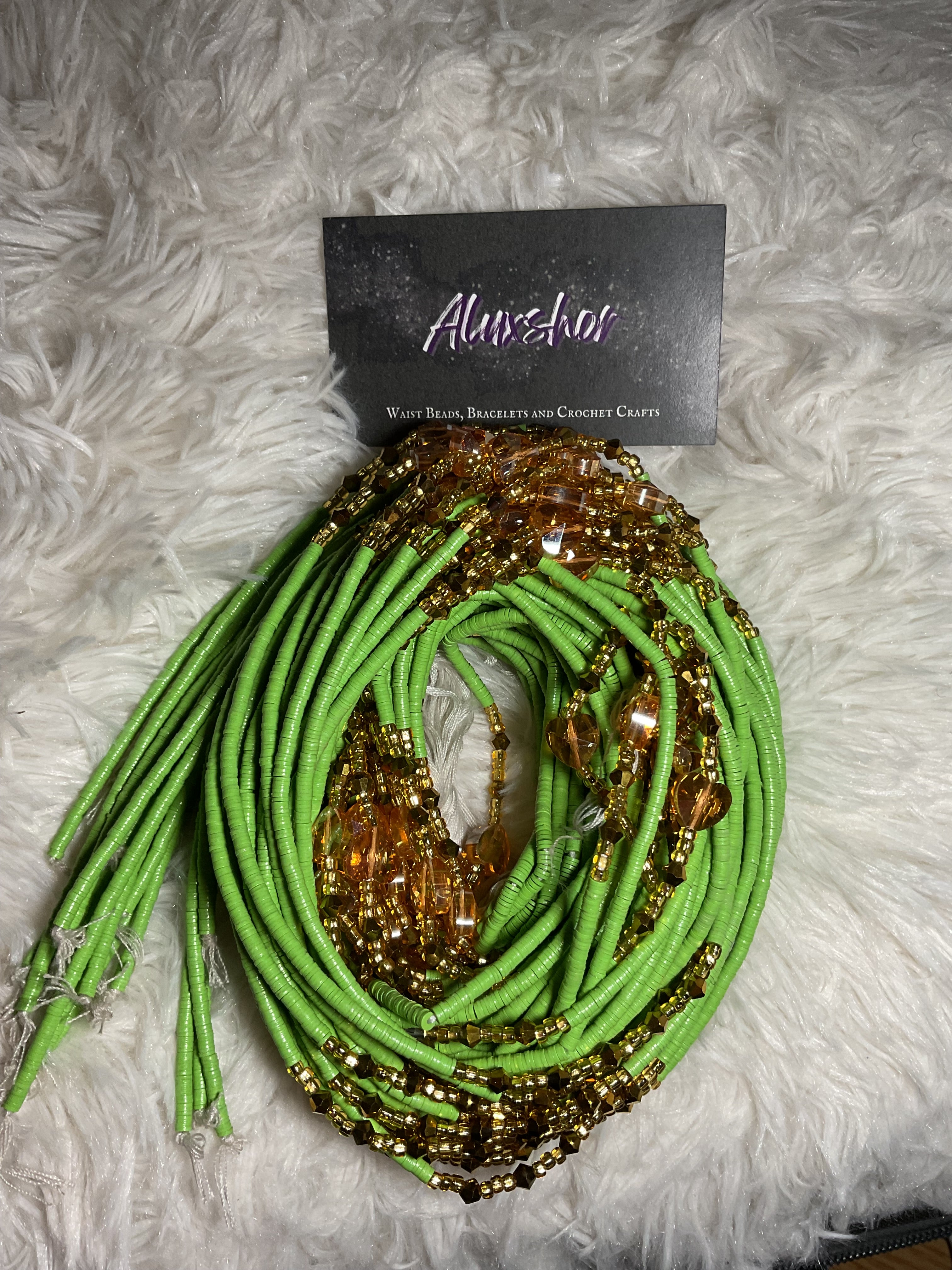 Green heart on me beads