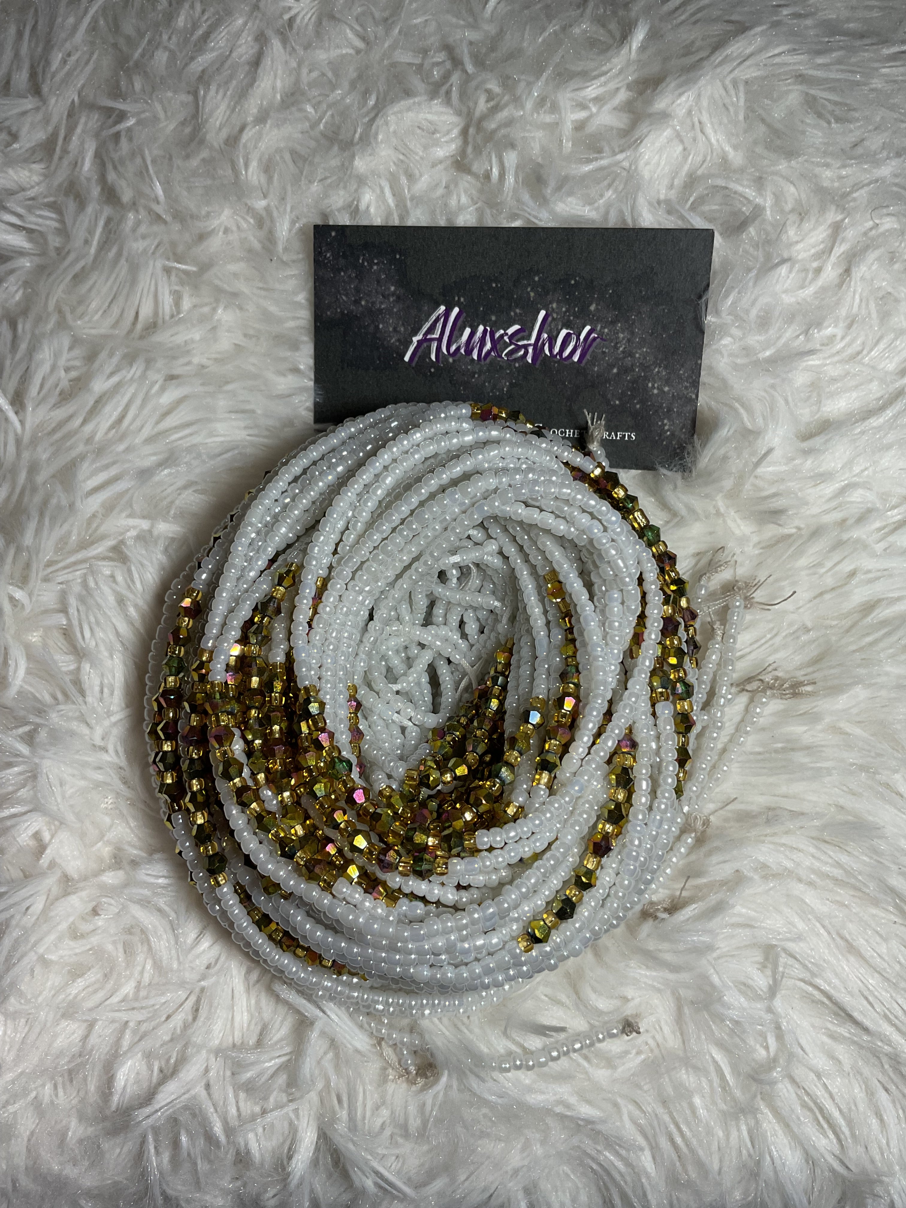White gemmed beads