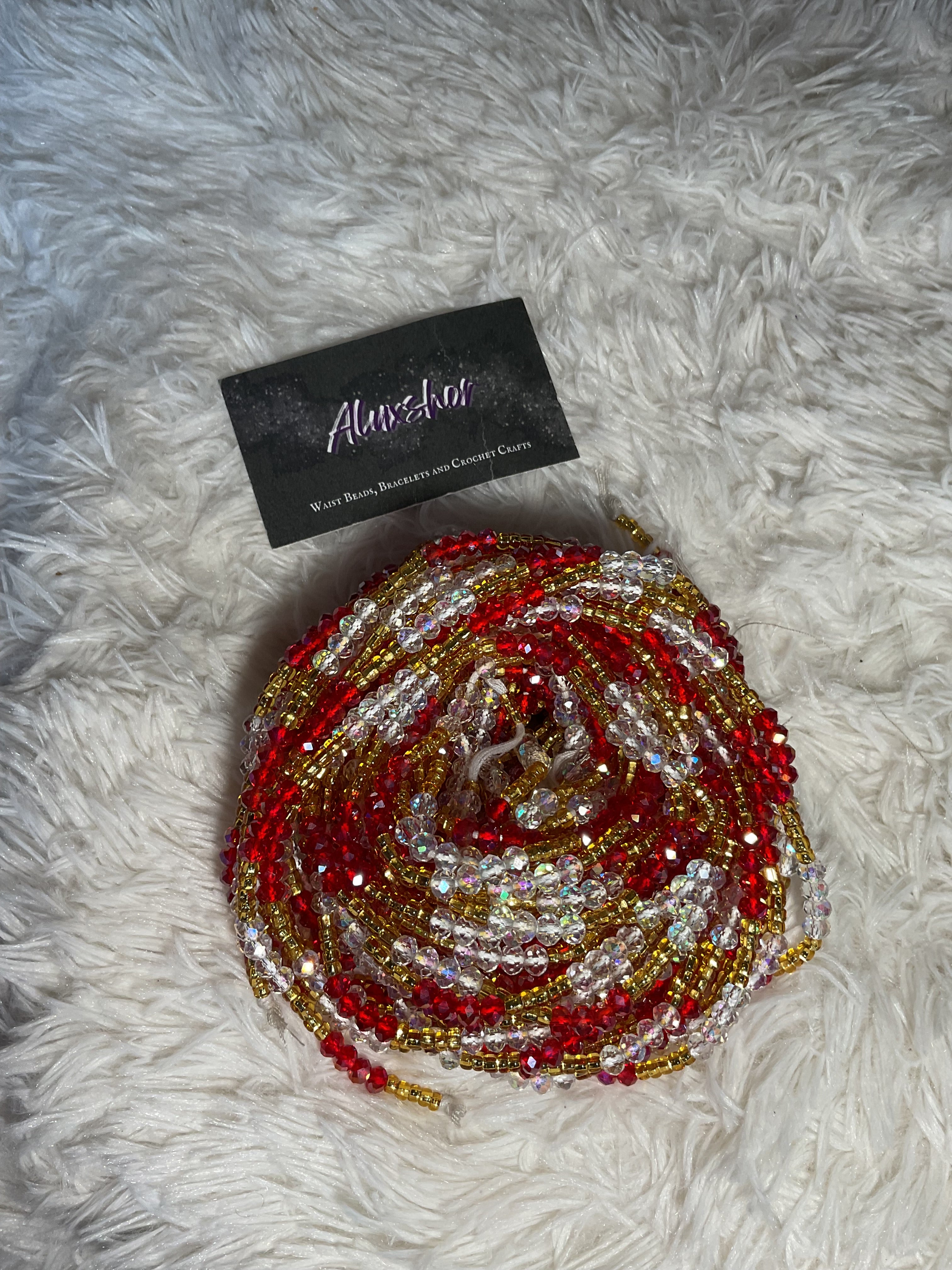 Red ice gemmed beads