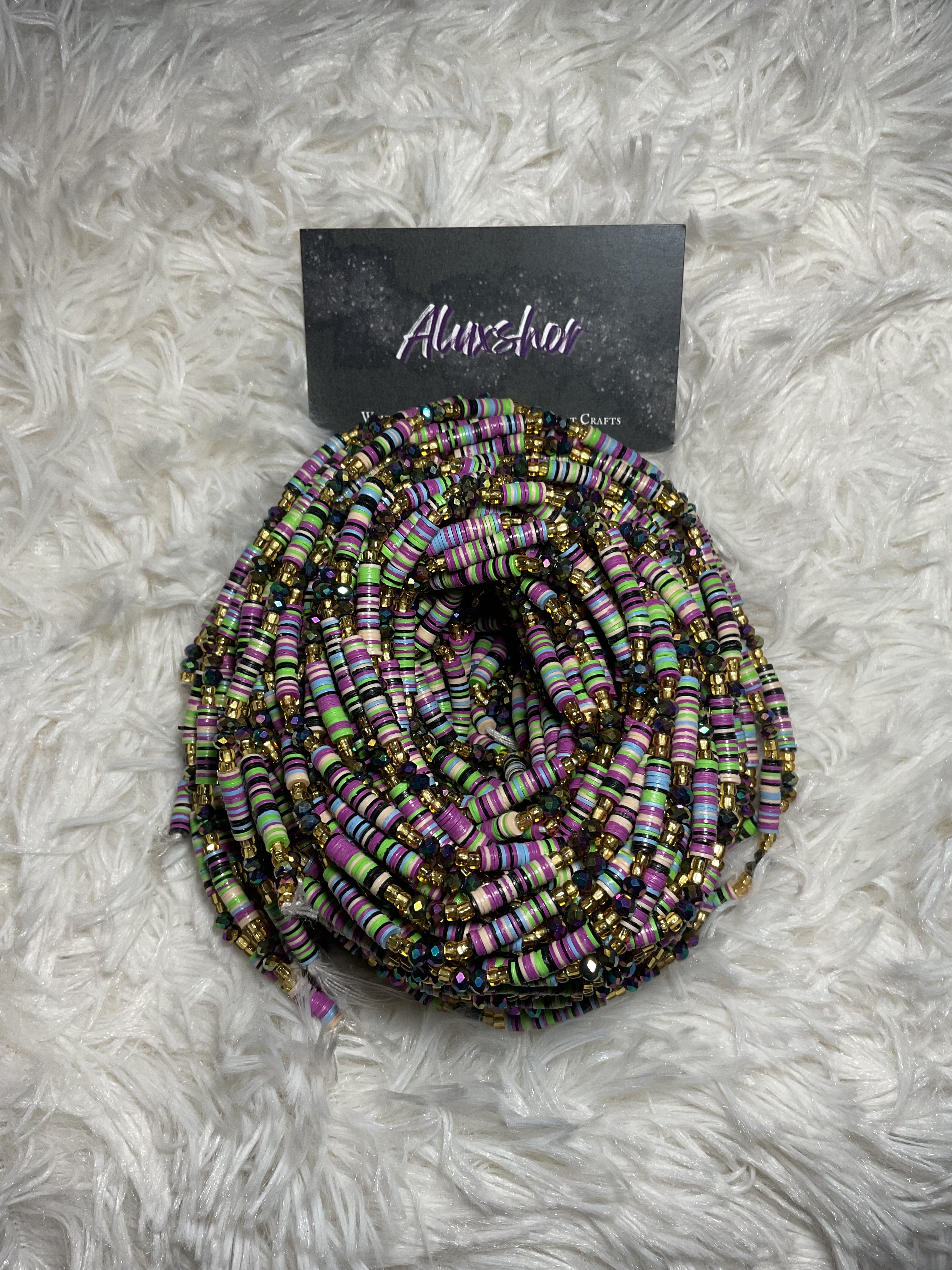 Purple Green Black Kente Beads