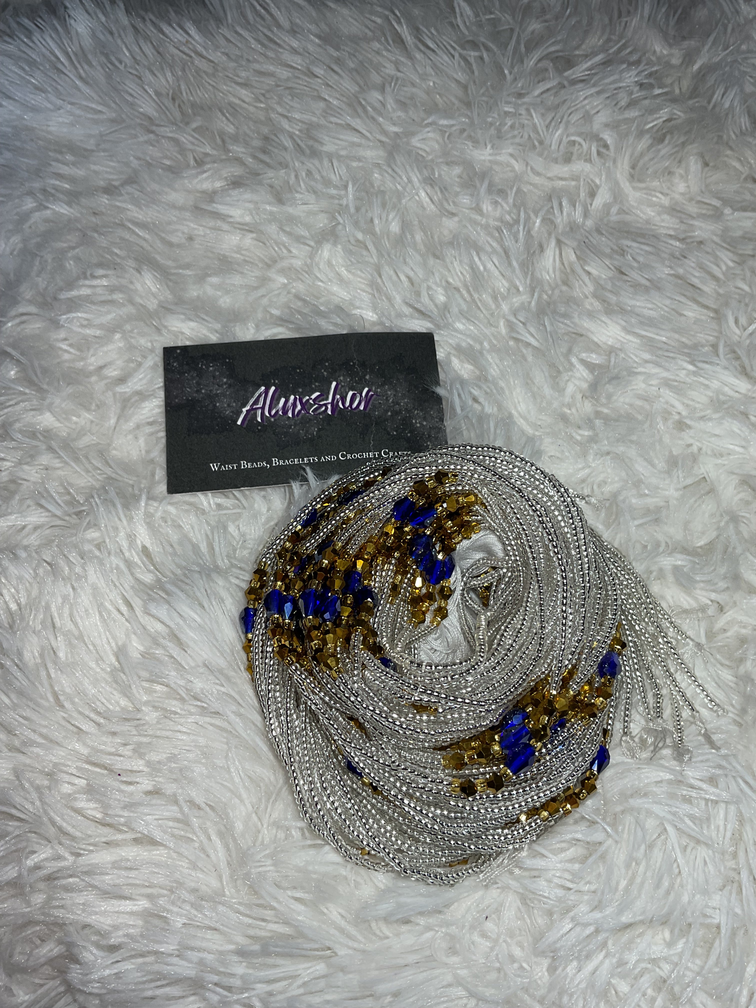 Silver blue gemmed beads