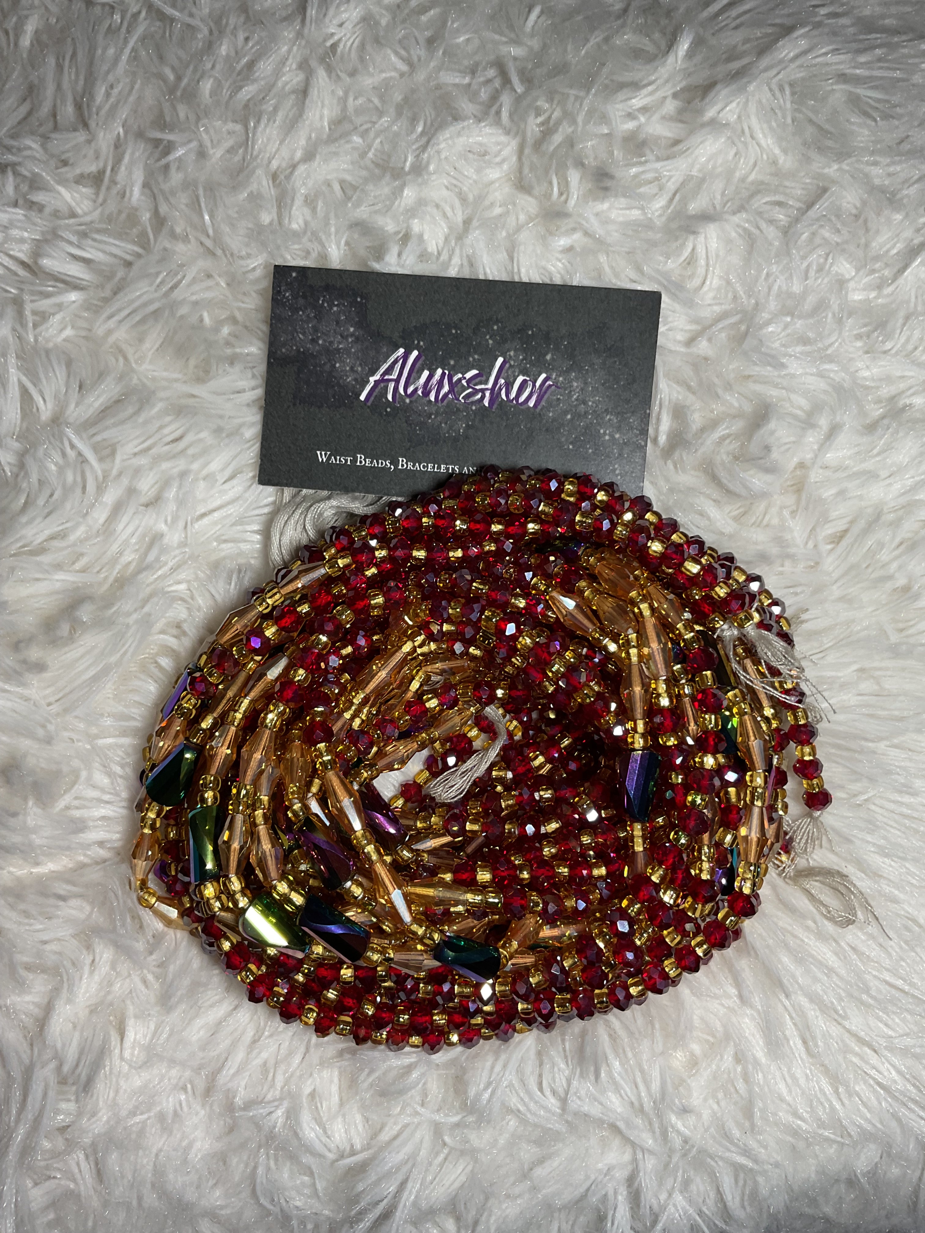 Royal red gemmed beads