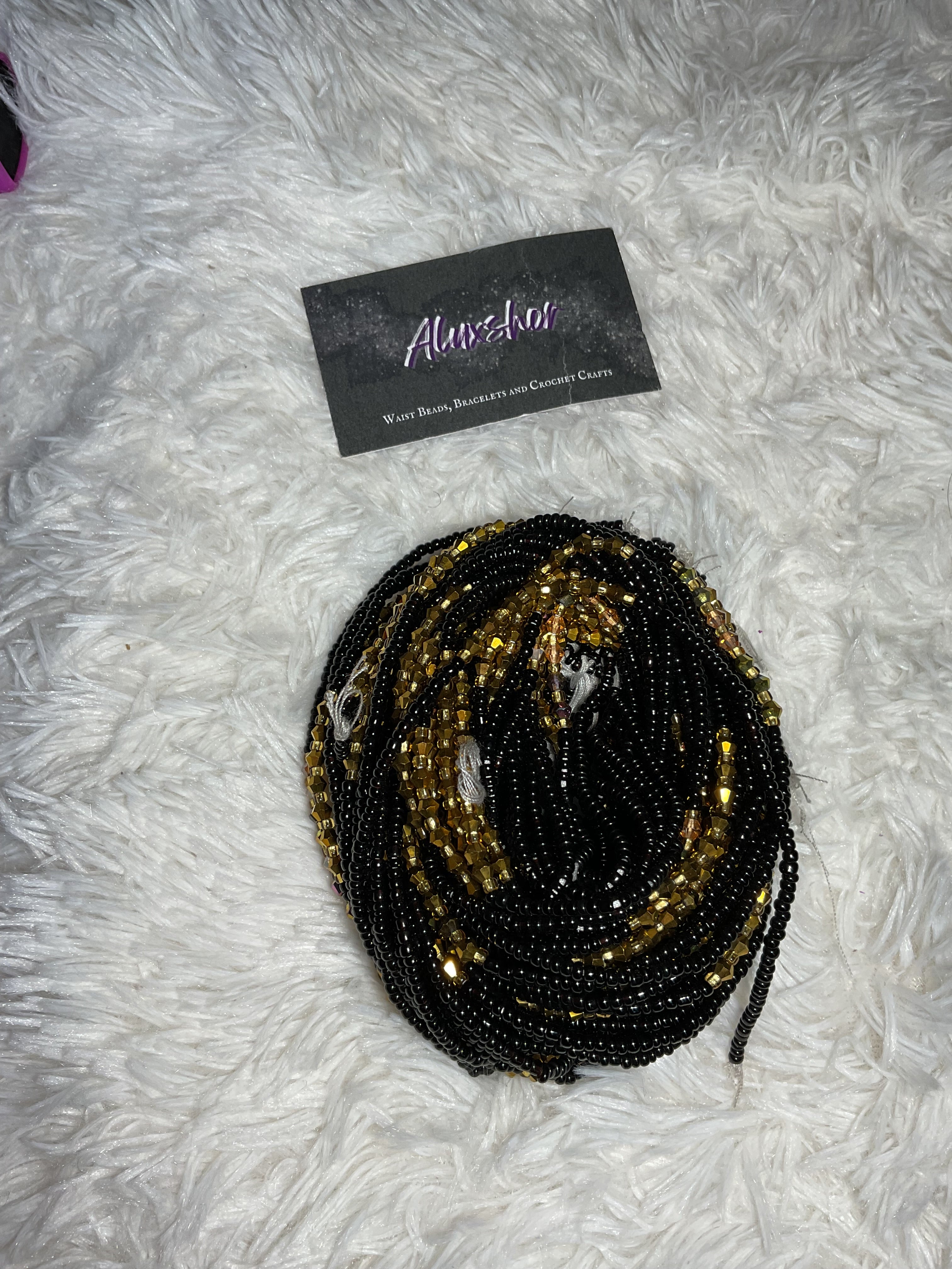 Black gold gemmed beads