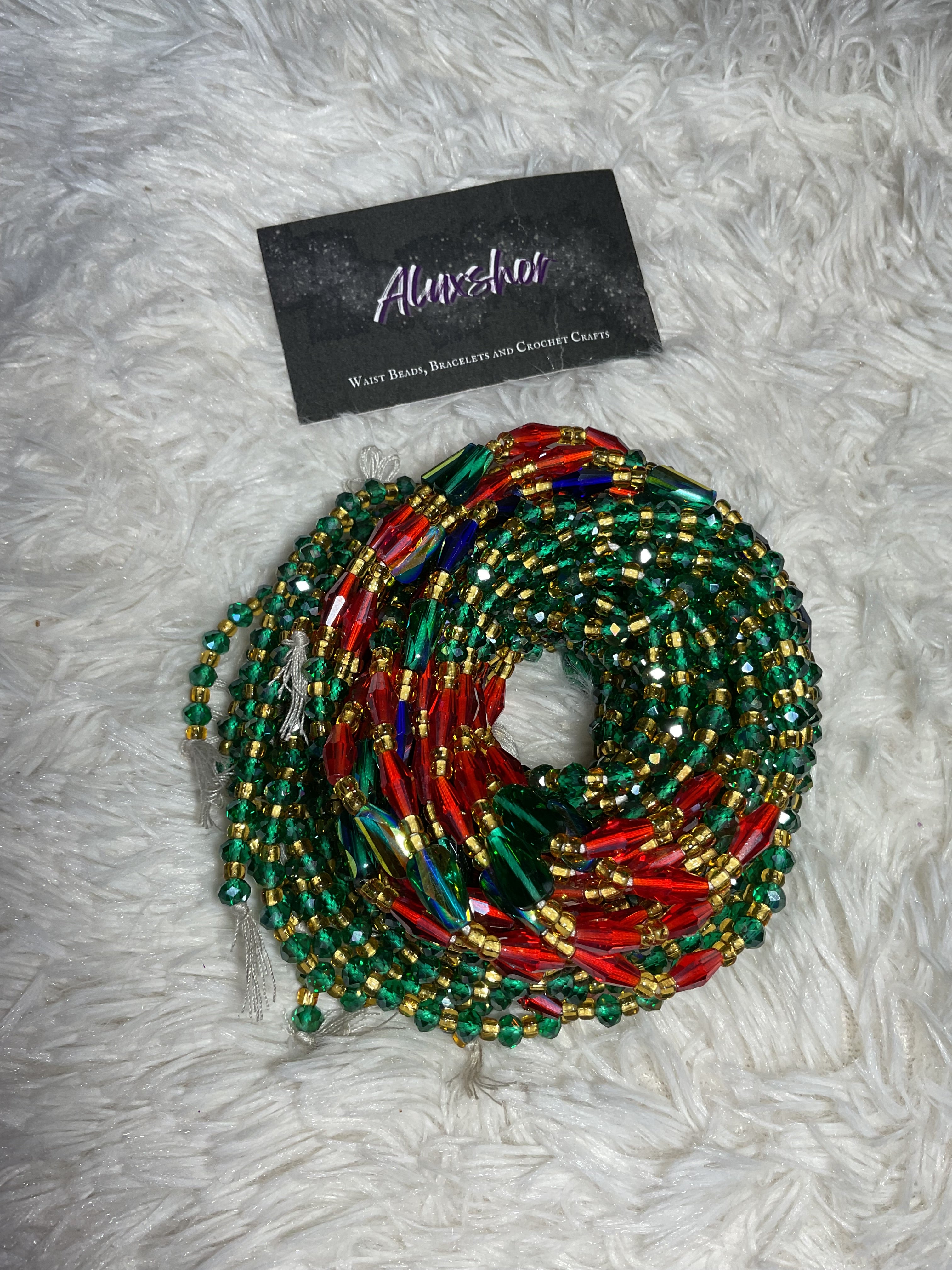 Royal green gemmed beads