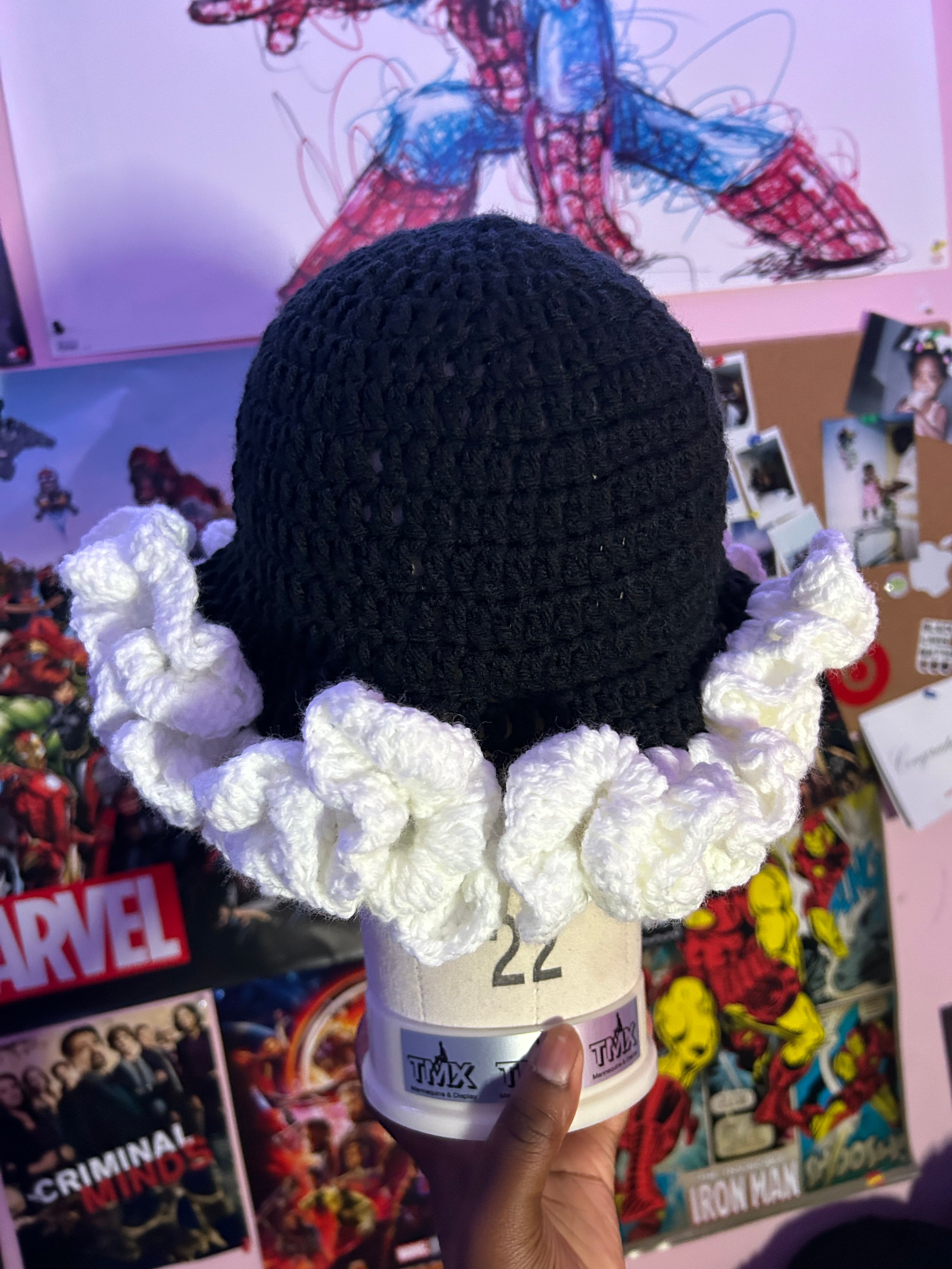 Black and White Ruffle Hat