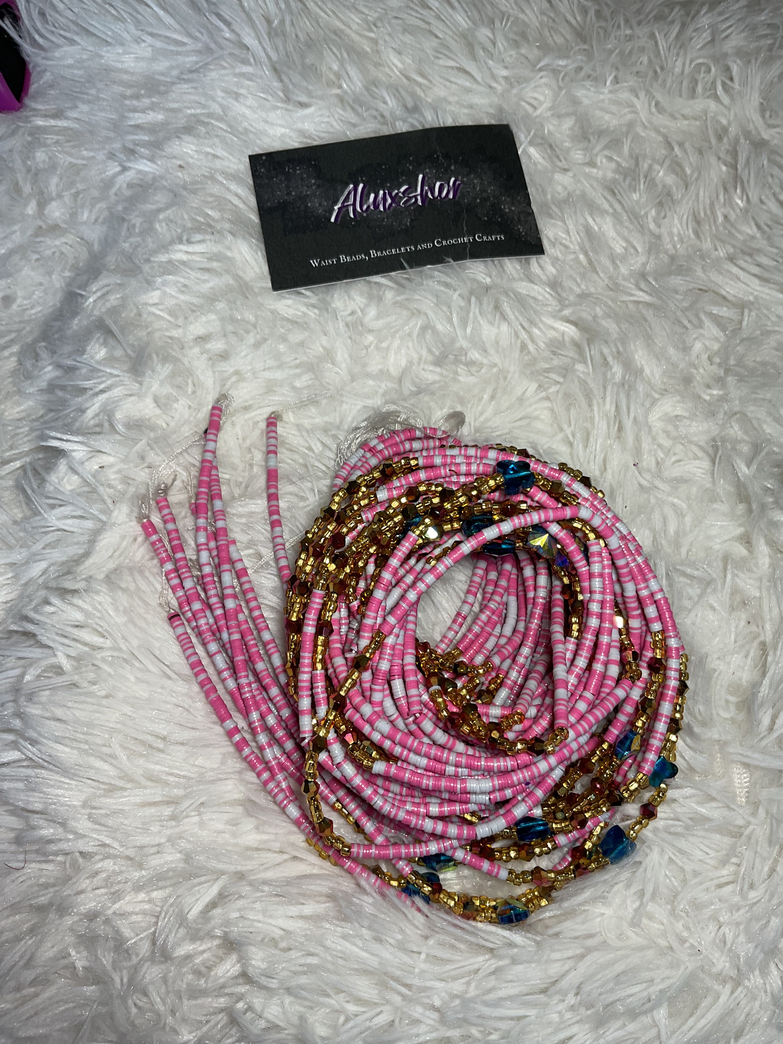 Pink stripe butterfly beads