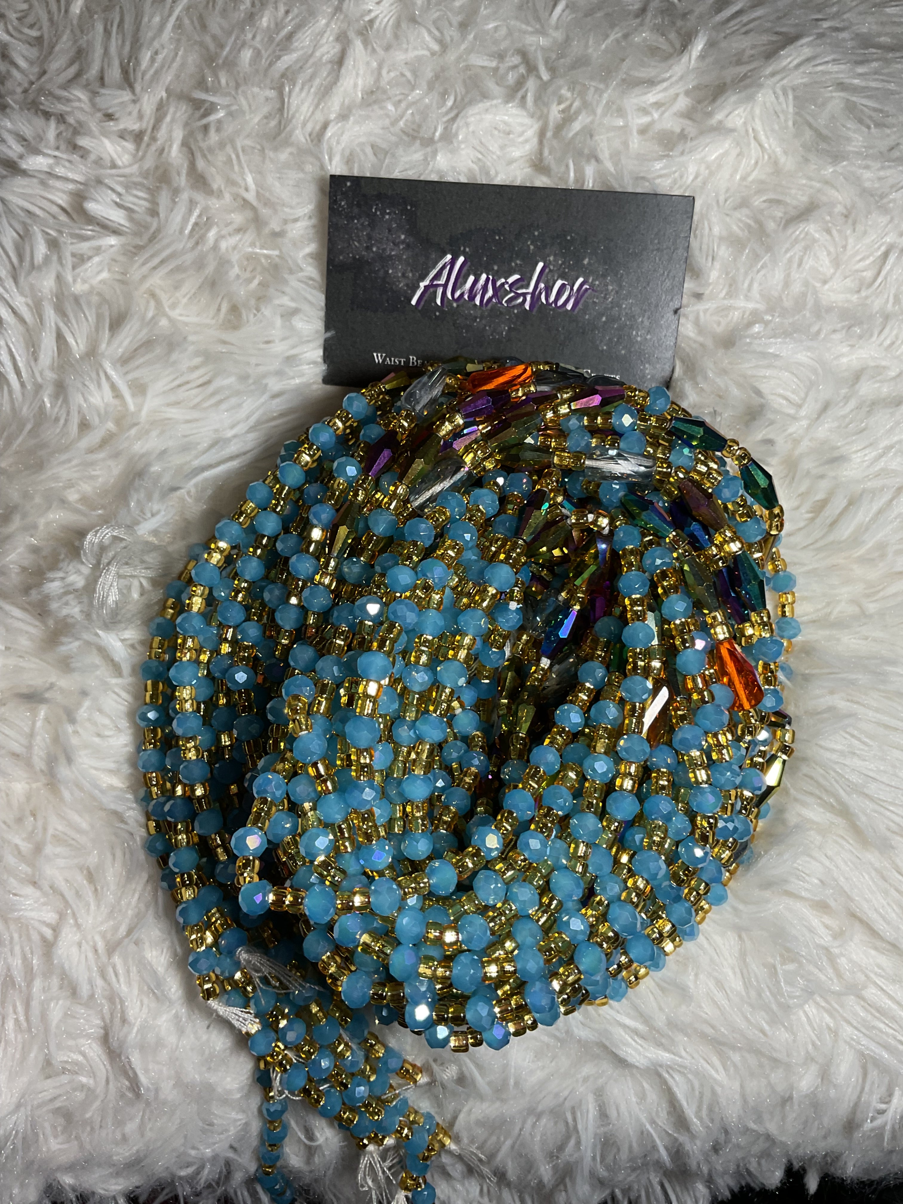 blue ice gemmed beads