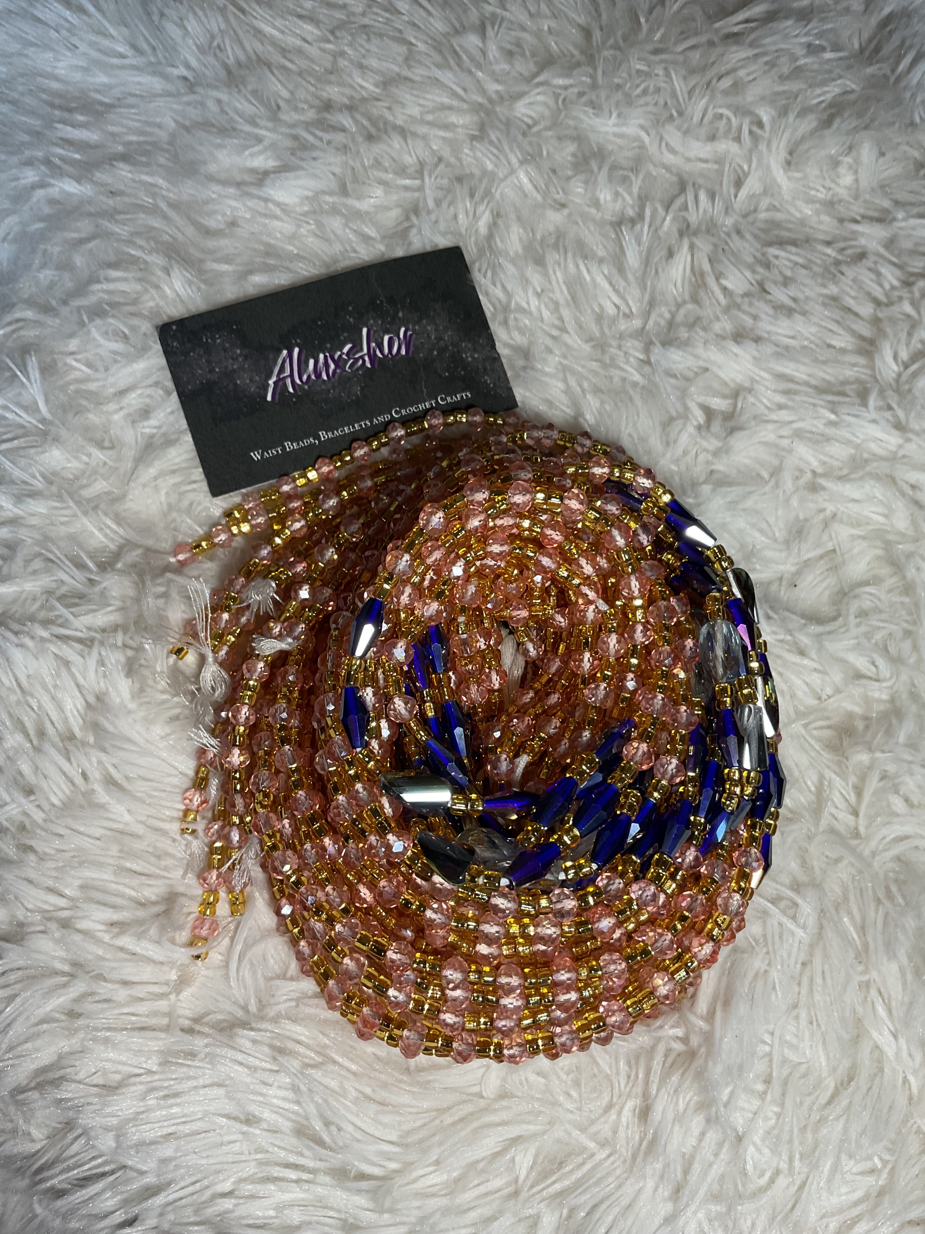Pink blue ice gemmed beads