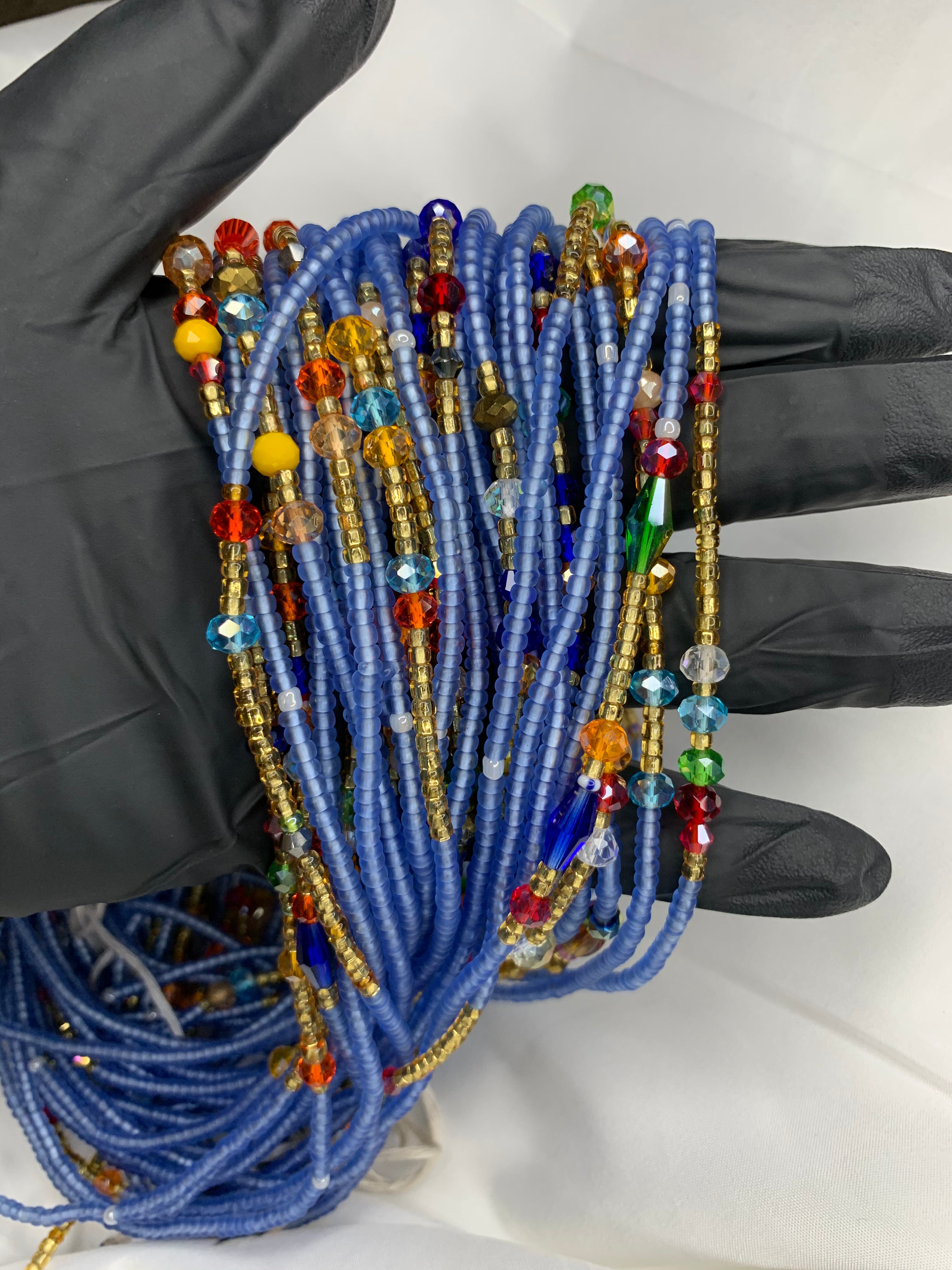Blue jewel waist beads