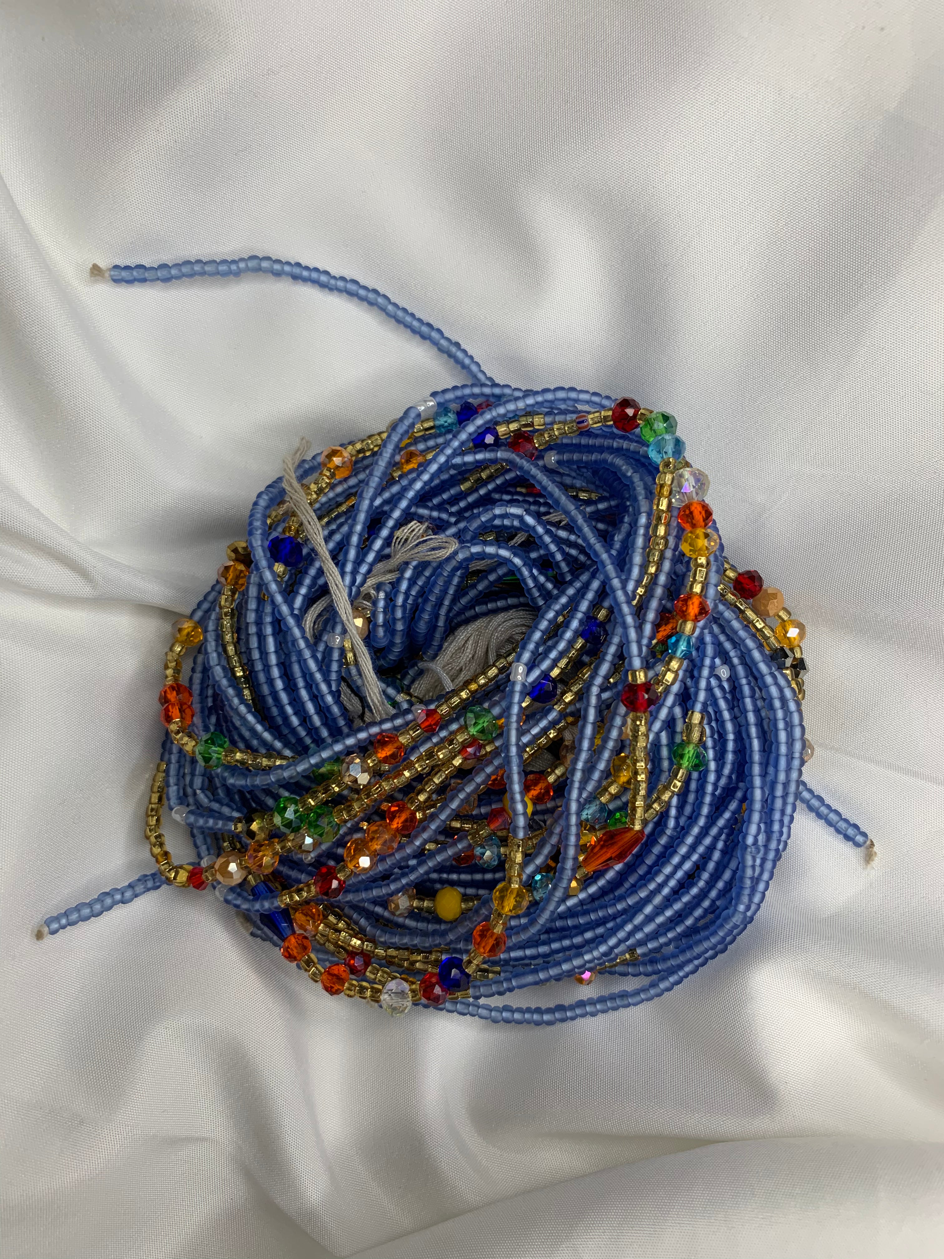 Blue jewel waist beads